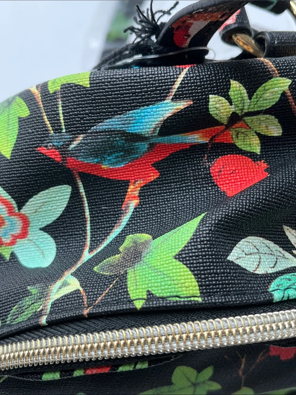 T Shirt & Jeans Mini Backpack Floral Birds  Zip Closure Rare NWT